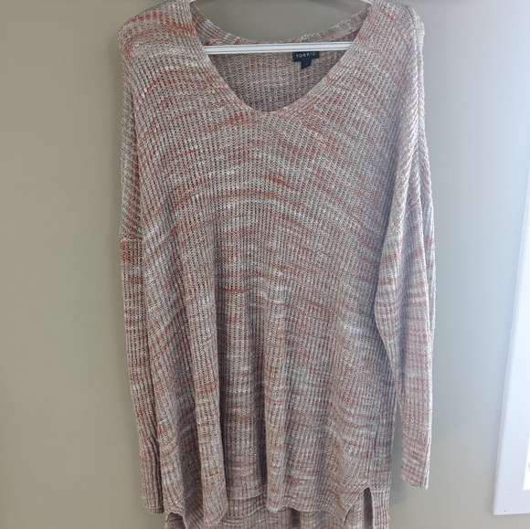 BEIGE & LIGHT PINK SLUB DROP SHOULDER SWEATER - Picture 5 of 6